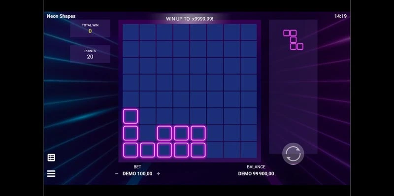 Capture d'écran du mini jeu Neon Shapes sur Coolzino