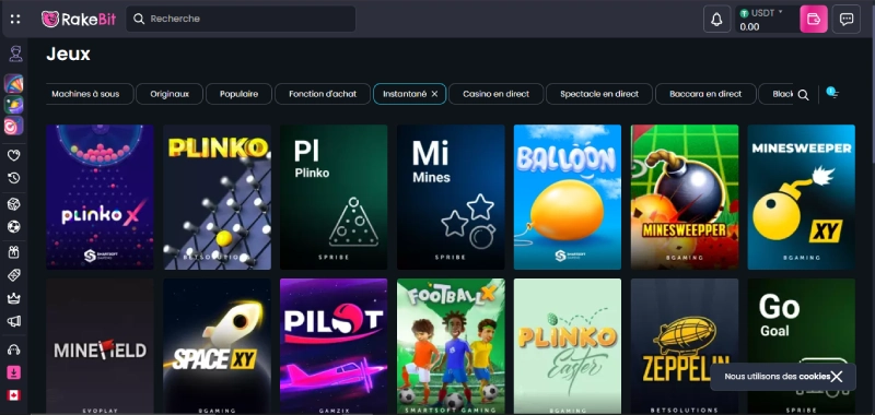 plongez dans un univers de mini jeux variés et sensationnels rakebit casino