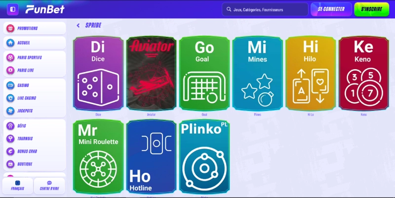 les mini jeux proposés par spribe funbet casino