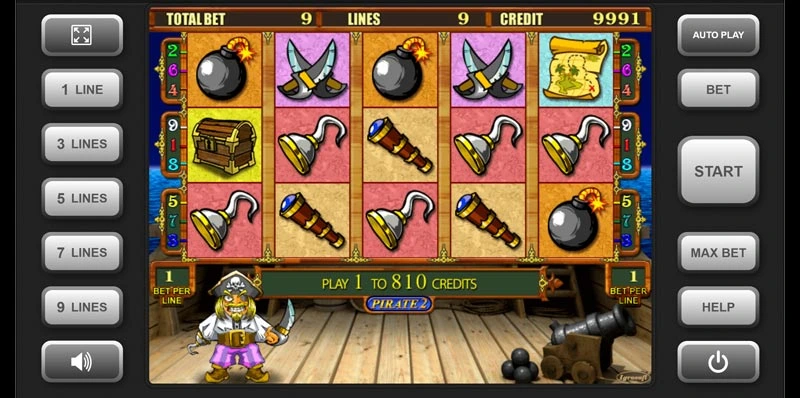 Capture d'écran de la machine à sous Pirate 2 sur Coolzino