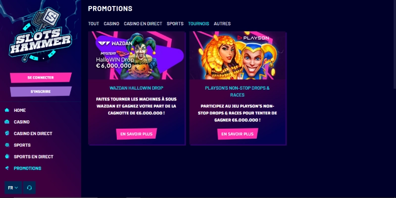 capture decran tournois slots hammer casino