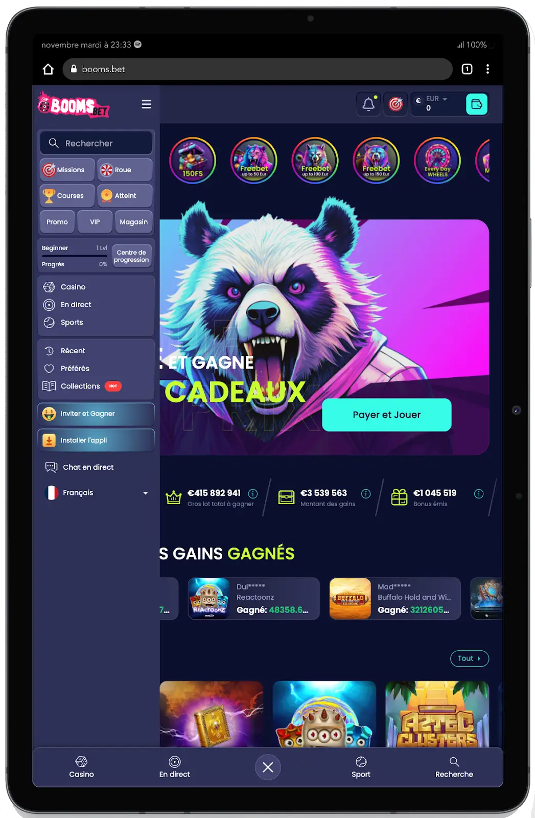 version mobile galaxy booms bet casino