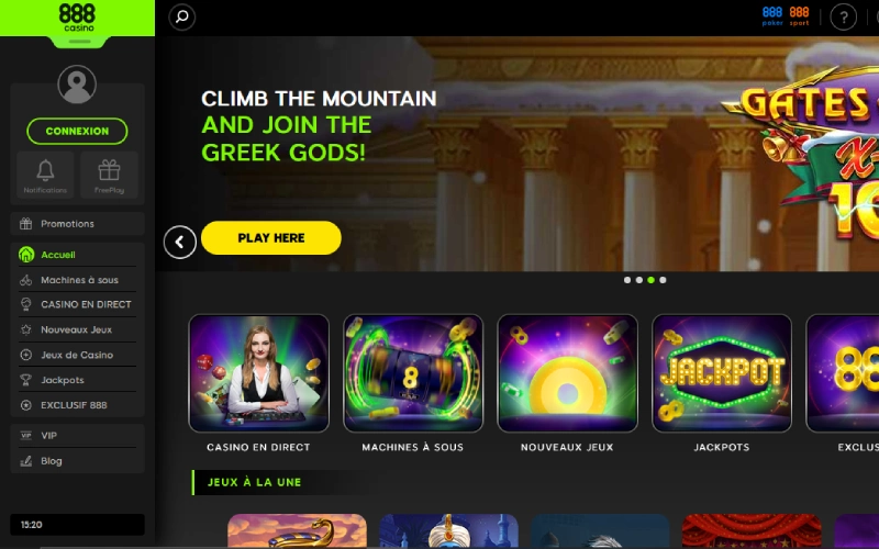 page d'accueil 888 casino