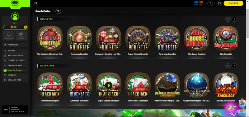 jeux de table 888 casino