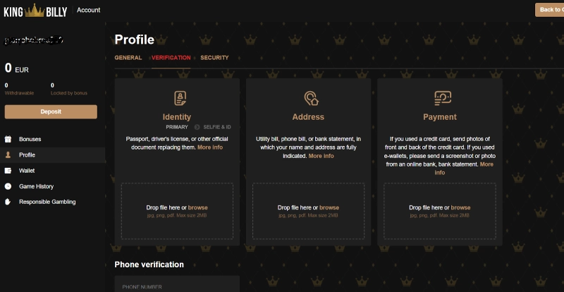 Capture d'écran vérification King Billy étape 3