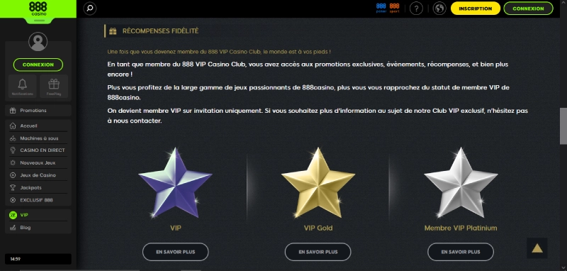programme vip 888 casino