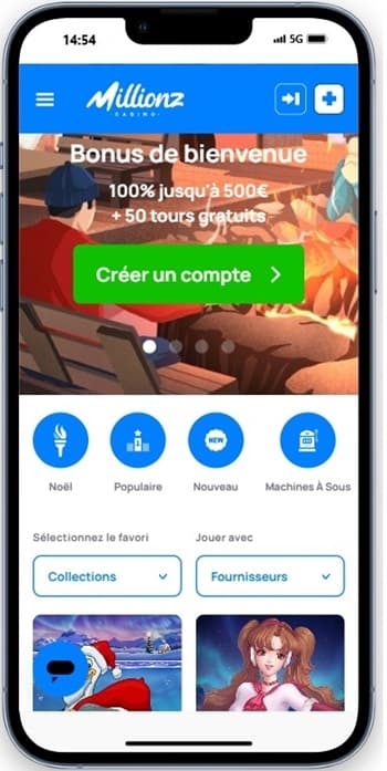 millionz casino mobile view