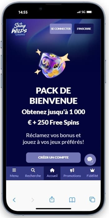 shinywilds casino mobile view