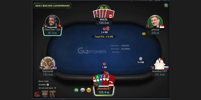 le 5 card pot limit ohama