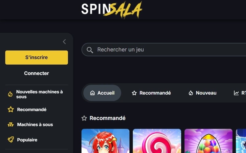 capture d'écran promotions spinsala casino