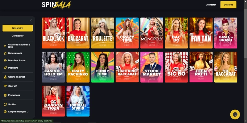 jeux live spinsala casino