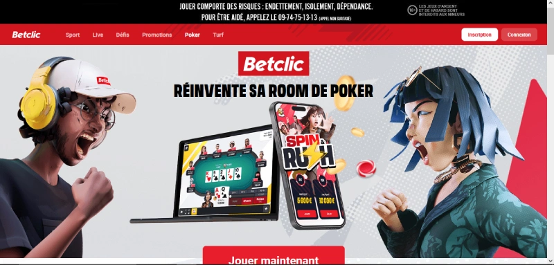 capture d'écran jouer poker betclic casino