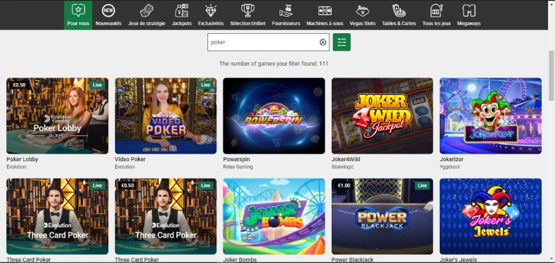 capture d'écran jouer poker unibet casino