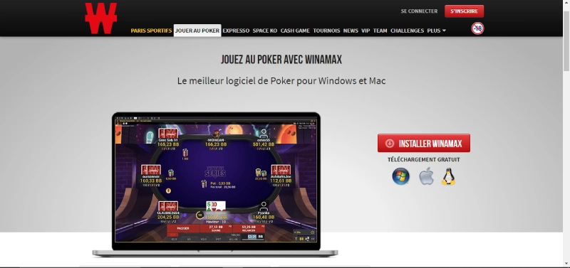 capture d'écran jouer poker winamax casino