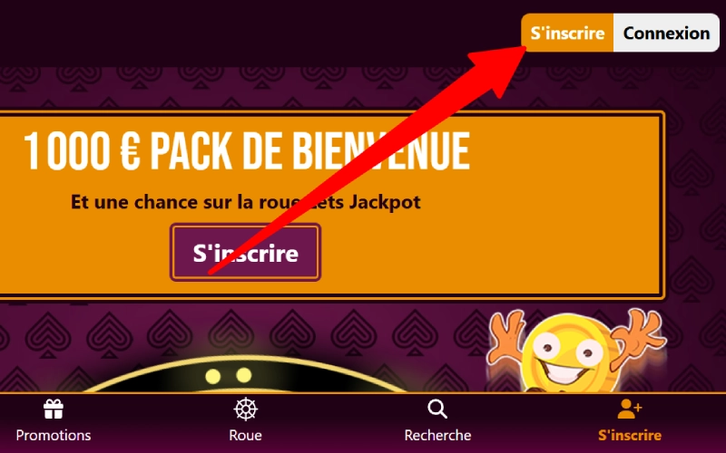 Inscription étape 1 Lets Jackpot