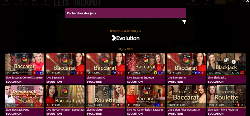 Jeux live Lets Jackpot