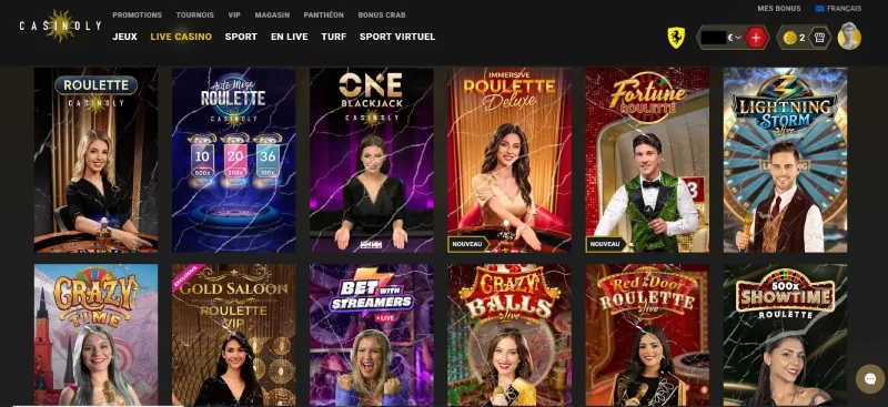 jeux en direct casinoly