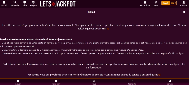 Retrait Lets Jackpot