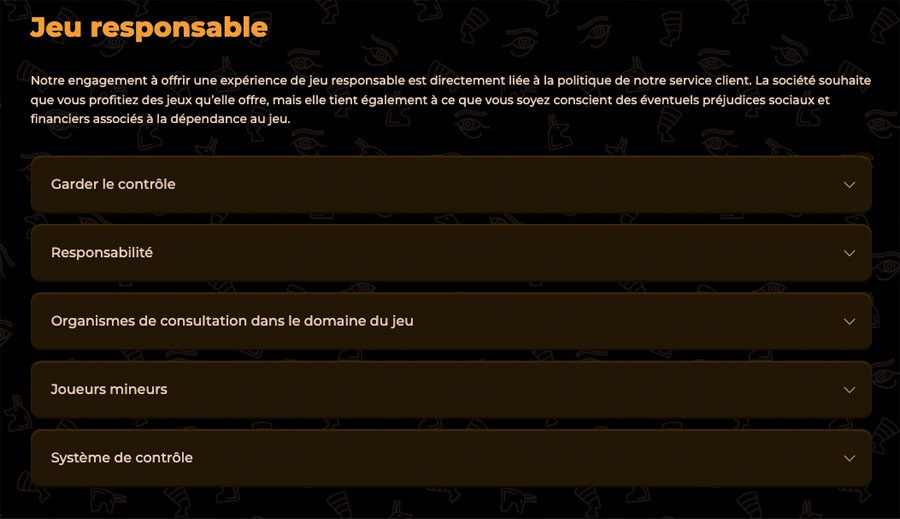 Jeu responsable du site AmunRa