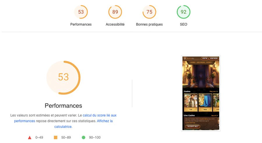 Rapidité du site AmunRa