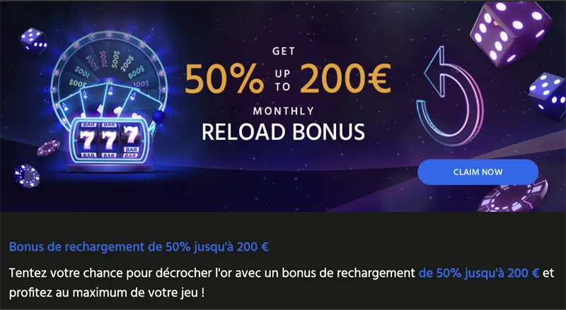 Bonus de recharge mensuel Slotimo