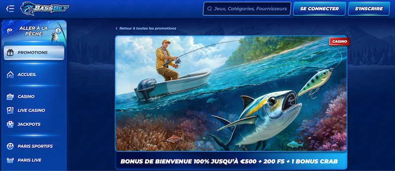 Capture d'écran bonus de bienvenue BassBet Casino