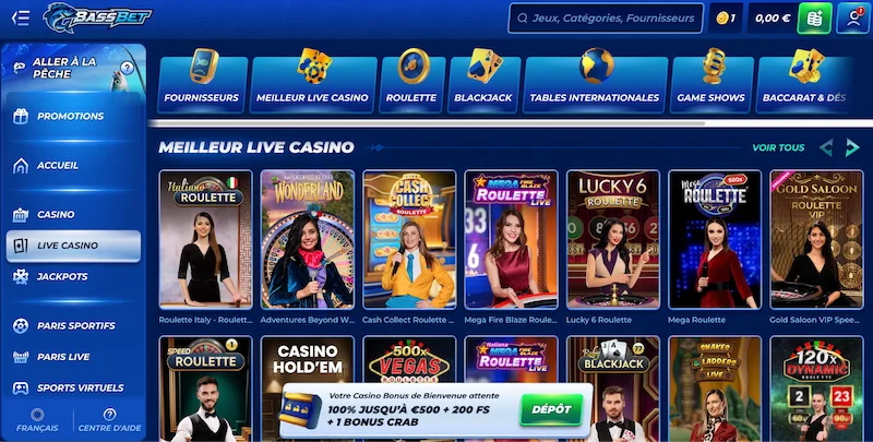 Live casino Bassbet