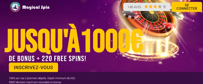 Bonus de bienvenue Magical Spin