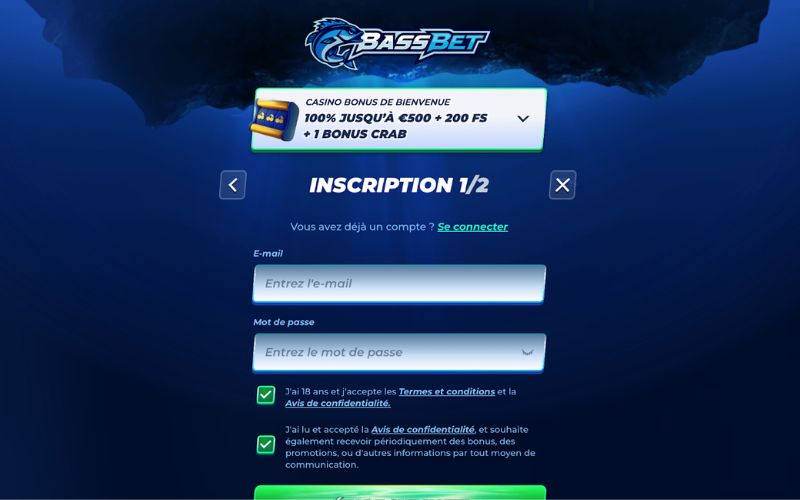 Inscription étape 2 Bassbet