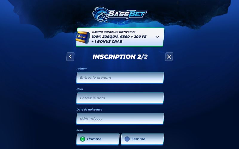 Inscription étape 3 Bassbet
