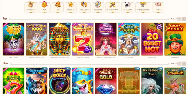 Les jeux de casino sur BetHall