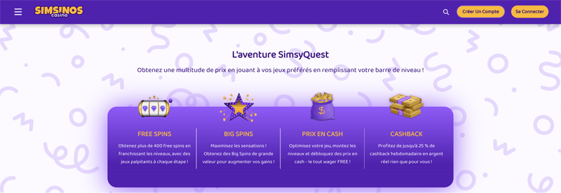 simsyquest sur simsinos casino