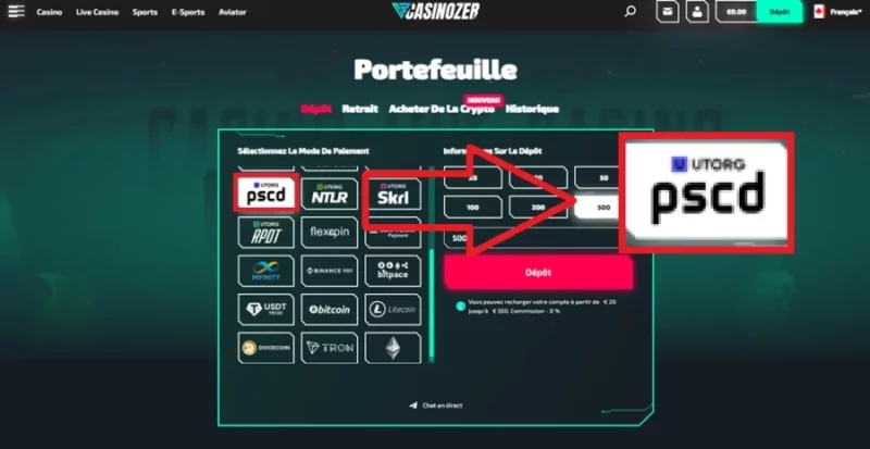 Paysafecard sur Casinozer