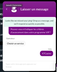 Assitance client de X7 Casino