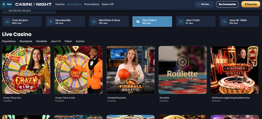 Casino live sur Casino Night