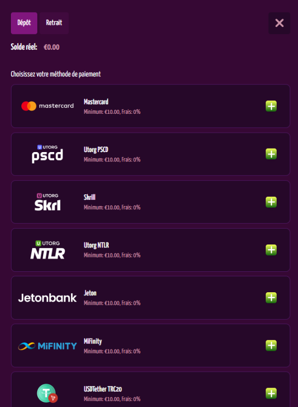 Faire son premier dépôt sur Joker8 Casino étape 2