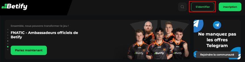 Faire un dépôt sur Betify Casino étape 1