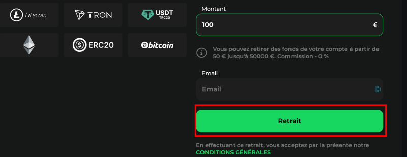 Faire un retrait sur Betify Casino étape 3
