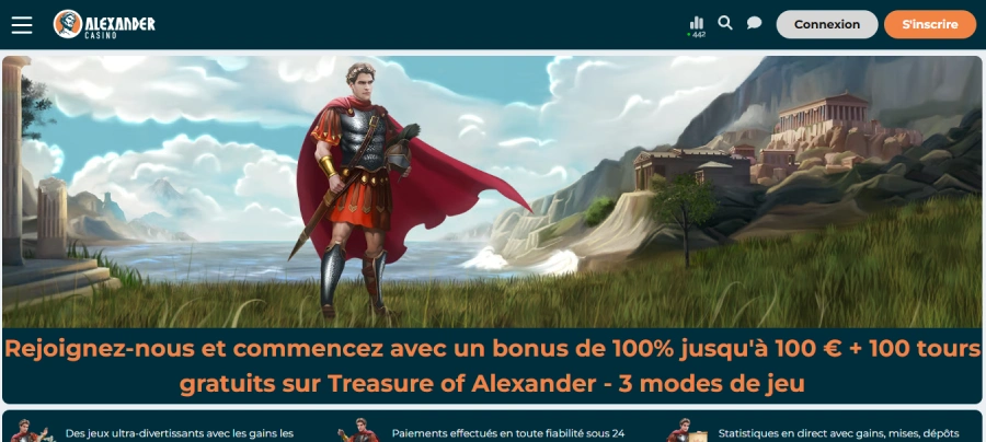 Inscription sur Alexander Casino étape1