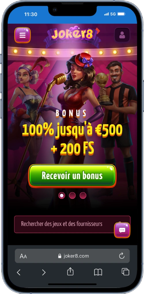 Interface de Joker8 Casino version mobile