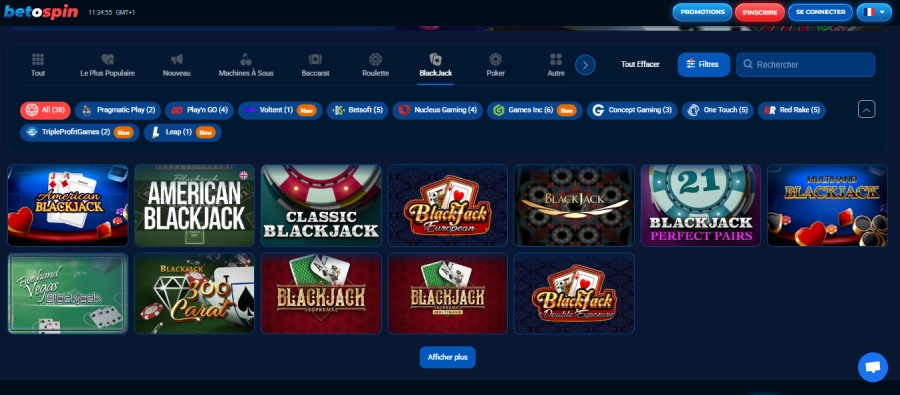 Jeux de table sur BetOspin