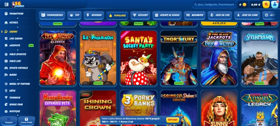 Machines à sous sur SG Casino