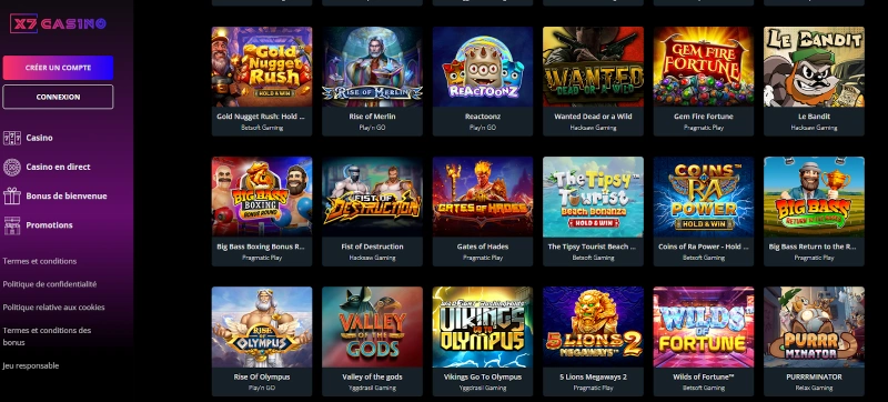 Machines à sous sur X7 Casino