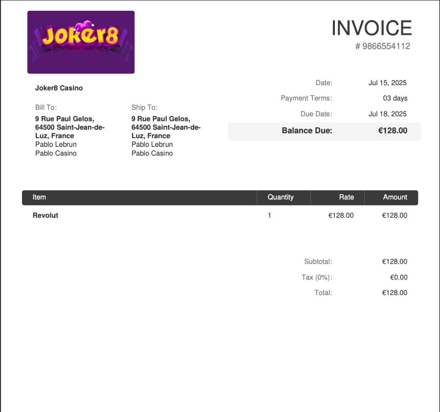 Preuve de retrait sur Joker8 Casino