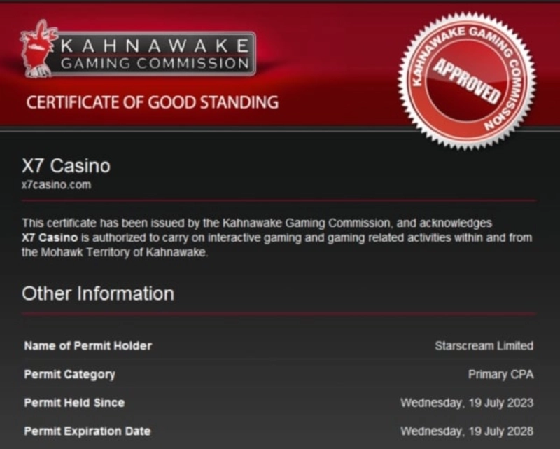 Sécurité et fiabilité de X7 Casino