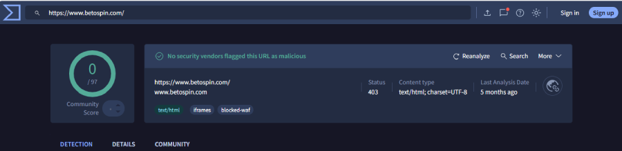 Sécurité & fiabilité de BetOspin