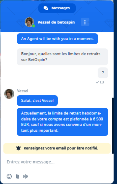 Service client de BetOspin