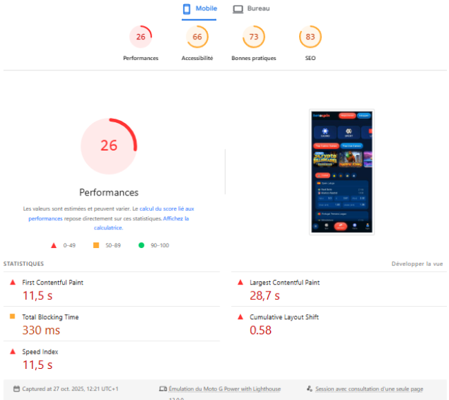 Version mobile de BetOspin
