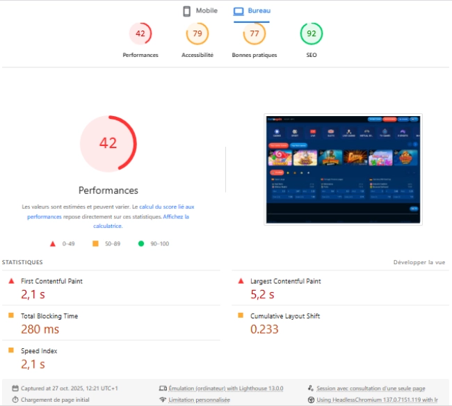 Version ordinateur de BetOspin