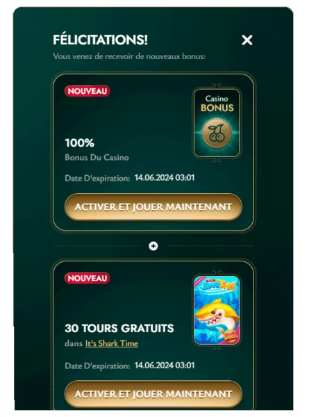 bonus ponctuel cashed casino